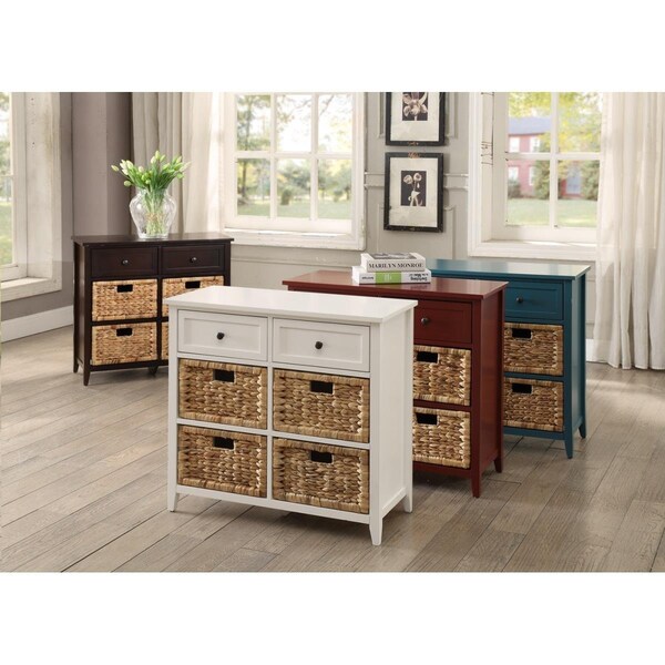 Oceantailer Home Roots Kitchen 28 x 30 x 13 in. Wood Veneer & MDF 6 Drawers Accent Chest - White 286667 - main